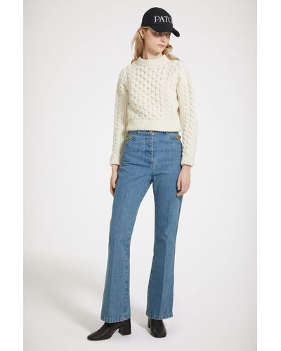 Patou Flared Trousers In Organic Cotton Denim - Blue