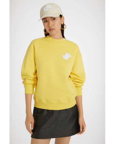 Patou Sweatshirt mit JP-Aufnäher aus Bio-Baumwolle - Gelb