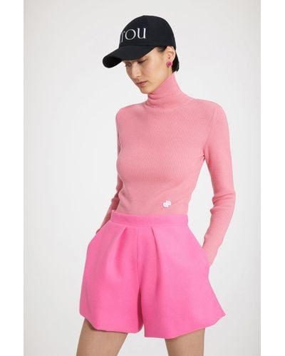 Patou Rippstrick-Pullover im Wollmix mit hohem Kragen - Pink