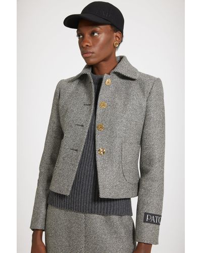 Patou Short Jacket In Textured Wool Graphite - Grey