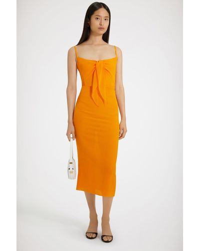 Patou Knot-Front Slip Dress - Orange