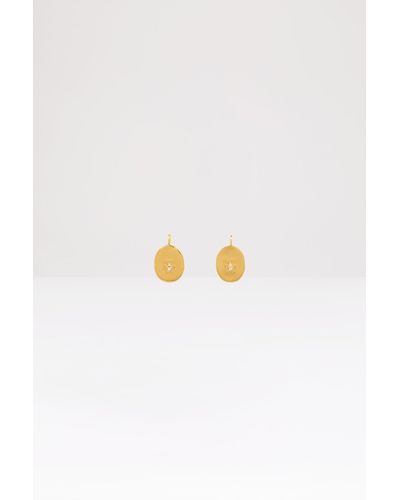 Patou Small Face Brass Earrings - Metallic