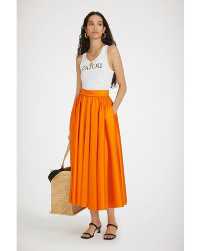 Patou Volume Midi Skirt - Orange
