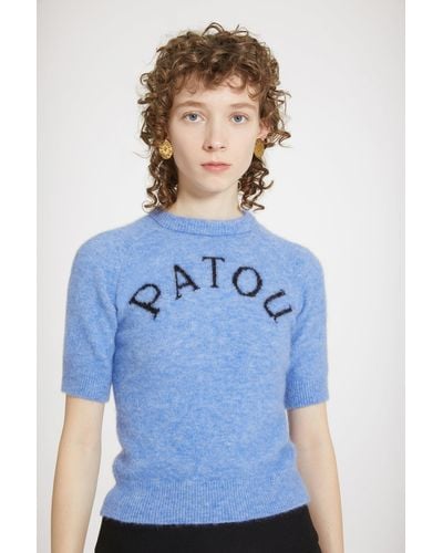 Patou Jacquard Top In Sustainable Alpaca Blend - Blue