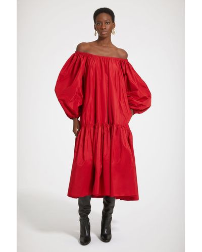 Patou Off-the-shoulder Maxi Dress In Eco-friendly Faille - Red