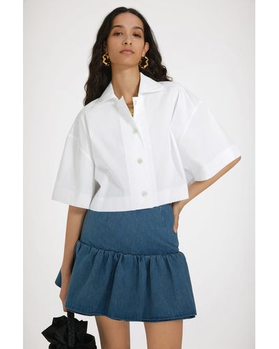 Patou Kurzes Shirt mit Wellensaum aus nachhaltiger Baumwolle - Weiß