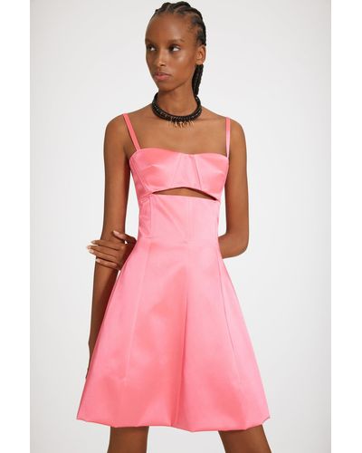 Patou Cut-out Dress In Organic Cotton-blend Satin - Pink