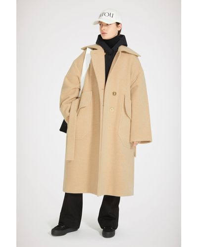 Patou Maxi Coat In Double-faced Wool - Natural