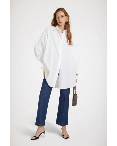 Patou Robe chemise courte en coton bio - Blanc