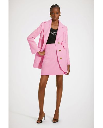 Patou Longline Belted Jacket - Pink