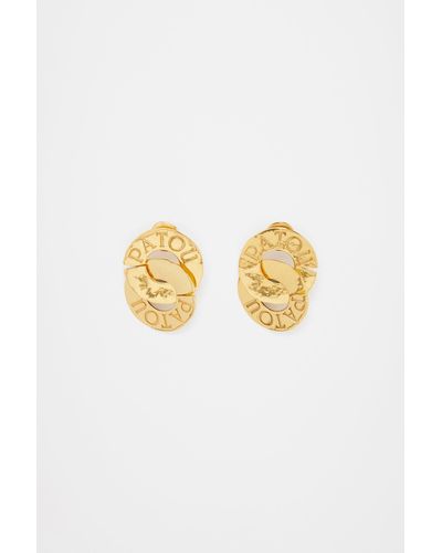 Patou Double Coin Earrings - White
