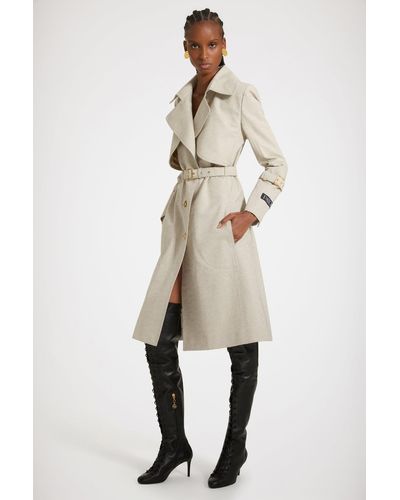 Patou Trench Coat In Organic Cotton Jacquard Medallion - Natural