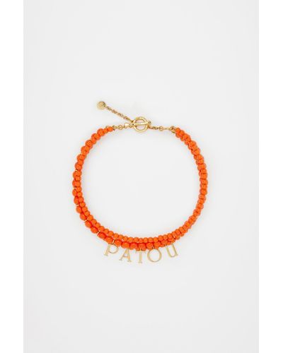 Patou Collana in perle di vetro colorato e ottone - Arancione