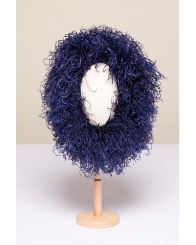Patou Cappellino in lana con piume - Blu