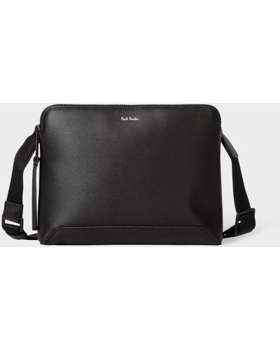 Paul Smith Black Embossed Leather Musette Bag