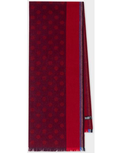 PS by Paul Smith Red Polka Dot Wool-blend Scarf