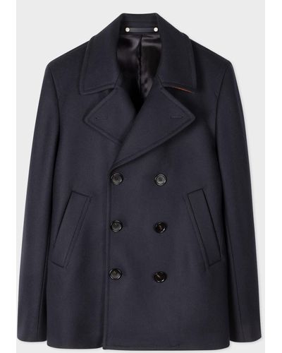 PS by Paul Smith Paul Smith Navy Wool-cashmere Pea Coat - Blue