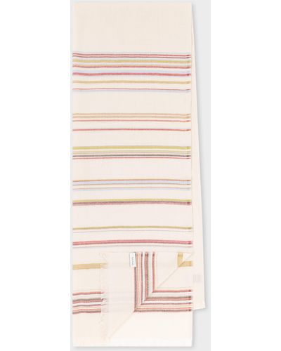 Paul Smith Ecru 'signature Stripe' Silk-blend Scarf - Natural