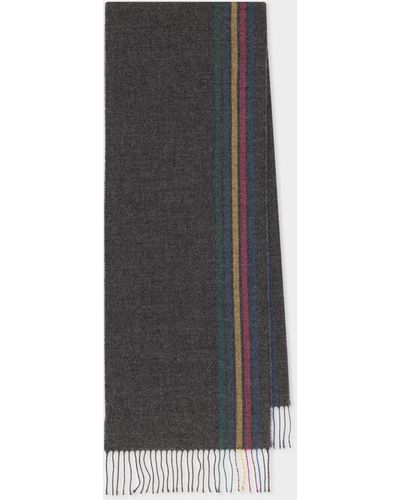 PS by Paul Smith Gray Wool-blend 'sports Stripe' Scarf