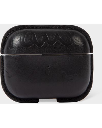 Paul Smith Black Leather Airpods Pro 2 Case Cover