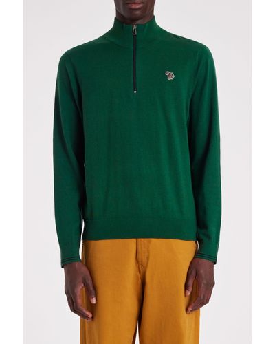 PS by Paul Smith Mens Sweater Zip Neck Zeb Bad - Green