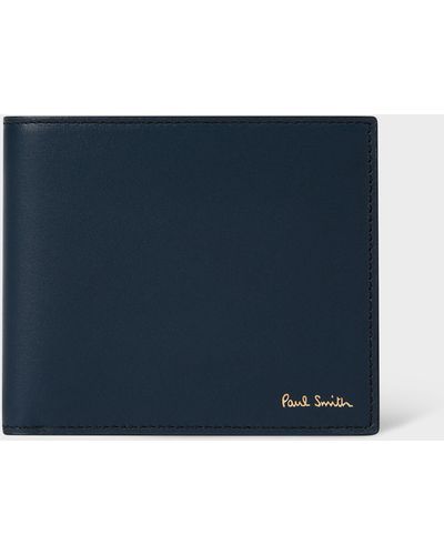 Paul Smith Dark Blue 'signature Stripe' Interior Billfold Wallet