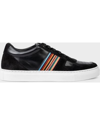 Paul Smith Black Leather 'signature Stripe' 'fermi' Sneakers