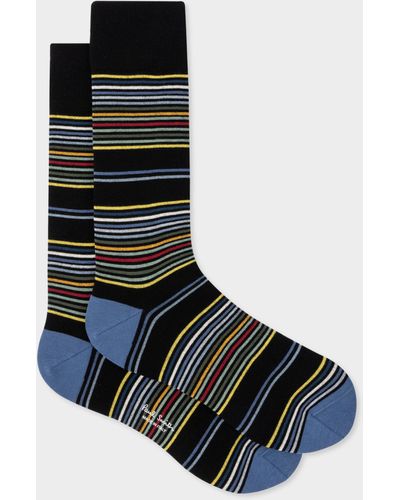Paul Smith Black And Blue Multi-stripe Socks