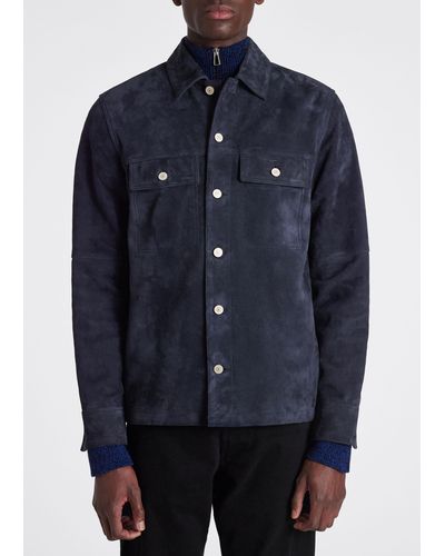 Paul Smith Mens Suede Overshirt - Blue