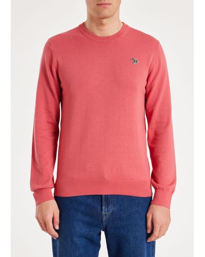 PS by Paul Smith Mens Sweater Crew Neck Zeb Bad - Pink