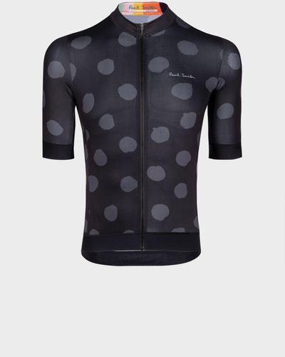 Paul Smith Race-fit Black 'polka Dot' Cycling Jersey - Blue
