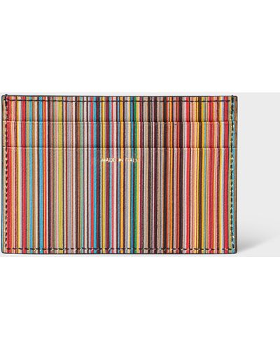 Paul Smith Black And 'signature Stripe' Leather Credit Card Holder