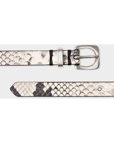 Paul Smith Cream Snake Print Belt - White