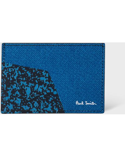 Paul Smith Blue 'rug' Print Leather Card Holder