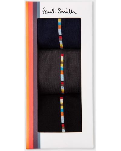 Paul Smith Central 'signature Stripe' Socks Three Pack - Blue