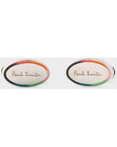 Paul Smith Oval Logo Cufflinks - White