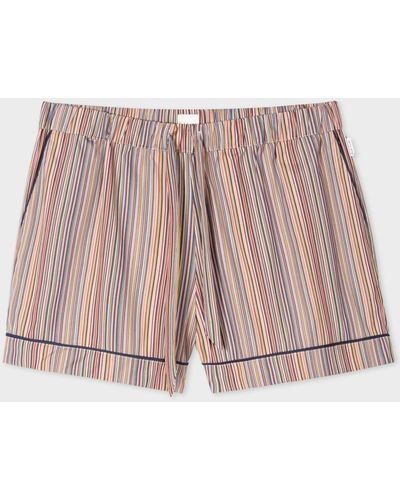 Paul Smith Signature Stripe Cotton Pajama Shorts - Pink