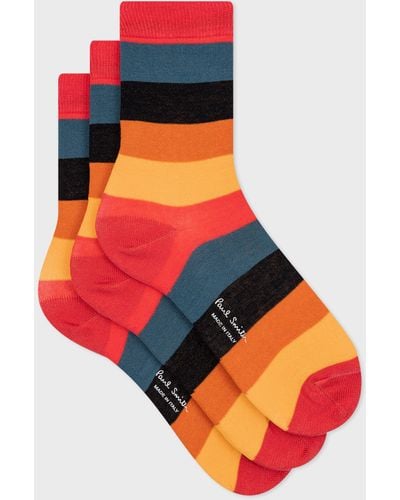 Paul Smith Women's 'artist Stripe' Socks Three Pack - Orange
