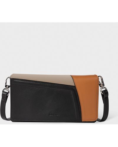 Paul Smith Women's Black And Tan Leather 'patchwork' Phone Bag