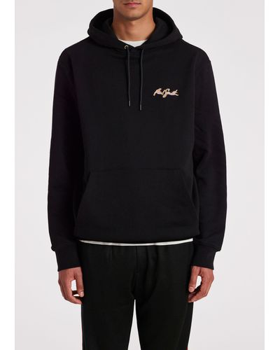 Paul Smith Mens Hoody With Chest Embroidery - Black