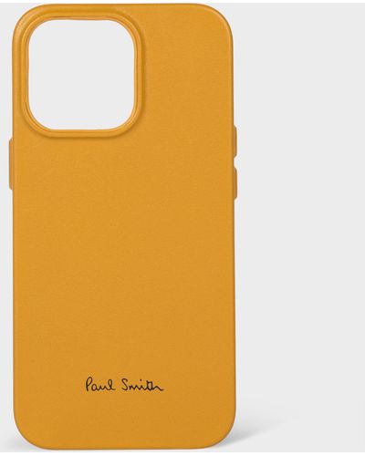 Paul Smith + Native Union Yellow Leather Magsafe Iphone 14 Pro Case - Orange