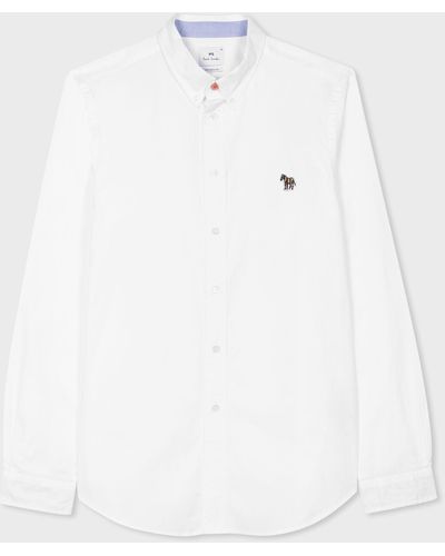 Paul Smith Mens Ls Tailored Bd Shirt Zebra Badge - White
