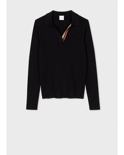 Paul Smith Womens Knitted Sweater Open Neck - Black