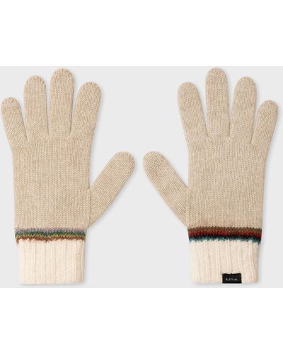 Paul Smith Women's Oatmeal 'signature Stripe' Wool Gloves - Natural