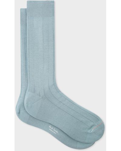 Paul Smith Light Blue Cotton-blend Ribbed Socks