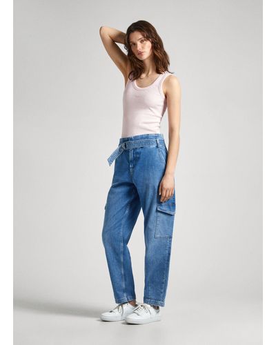 Pepe Jeans Jeans tapered fit high waist - Blau