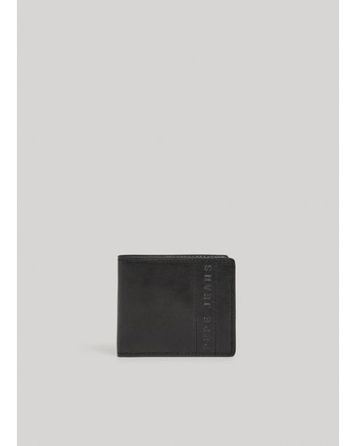 Pepe Jeans Porte-monnaie cuir logo en relief - Noir