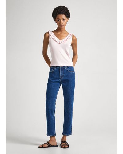 Pepe Jeans Jeans straight fit high waist - mary - Blau