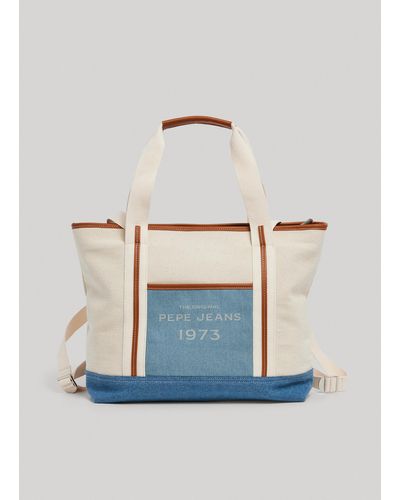 Pepe Jeans Sac cabas en coton - Bleu