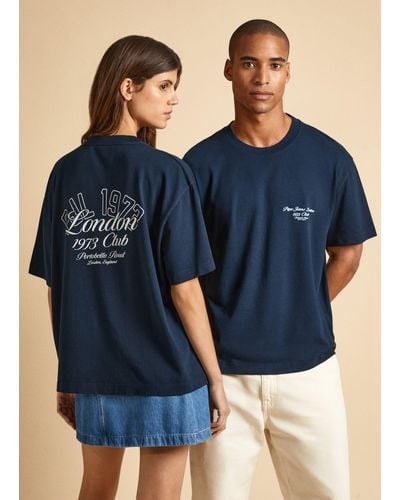 Pepe Jeans T-shirt unisexe relaxed fit - Bleu